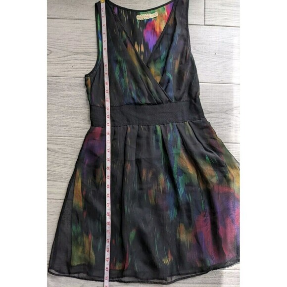 Pins & Needles Anthropologie Black Sheer V Neck Shift Dress Size 4 - Picture 7 of 7